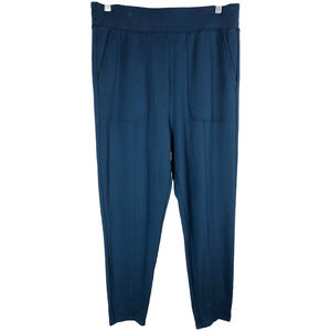 Fabletics Large Pants Blue‎ Elastic Waist Pockets Jersey Knit Athleisure 1418